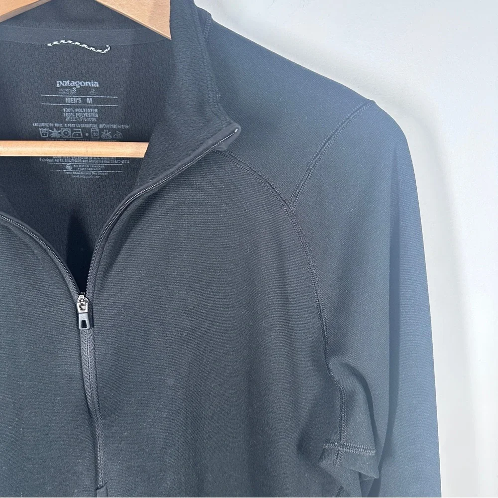 Patagonia Mens Capilene 3 Baselayer Quarter Zip Pullover Size Medium Black